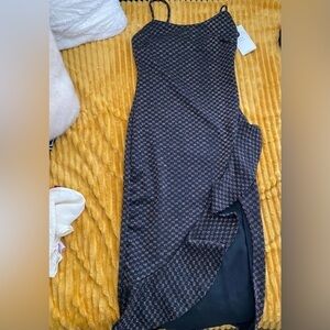 NWT Ruffled asymmetrical rose gold and black midi dress size S​​​​​​​​​​​​​
